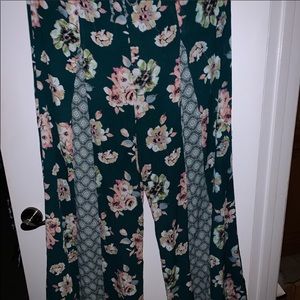 Green floral pants
